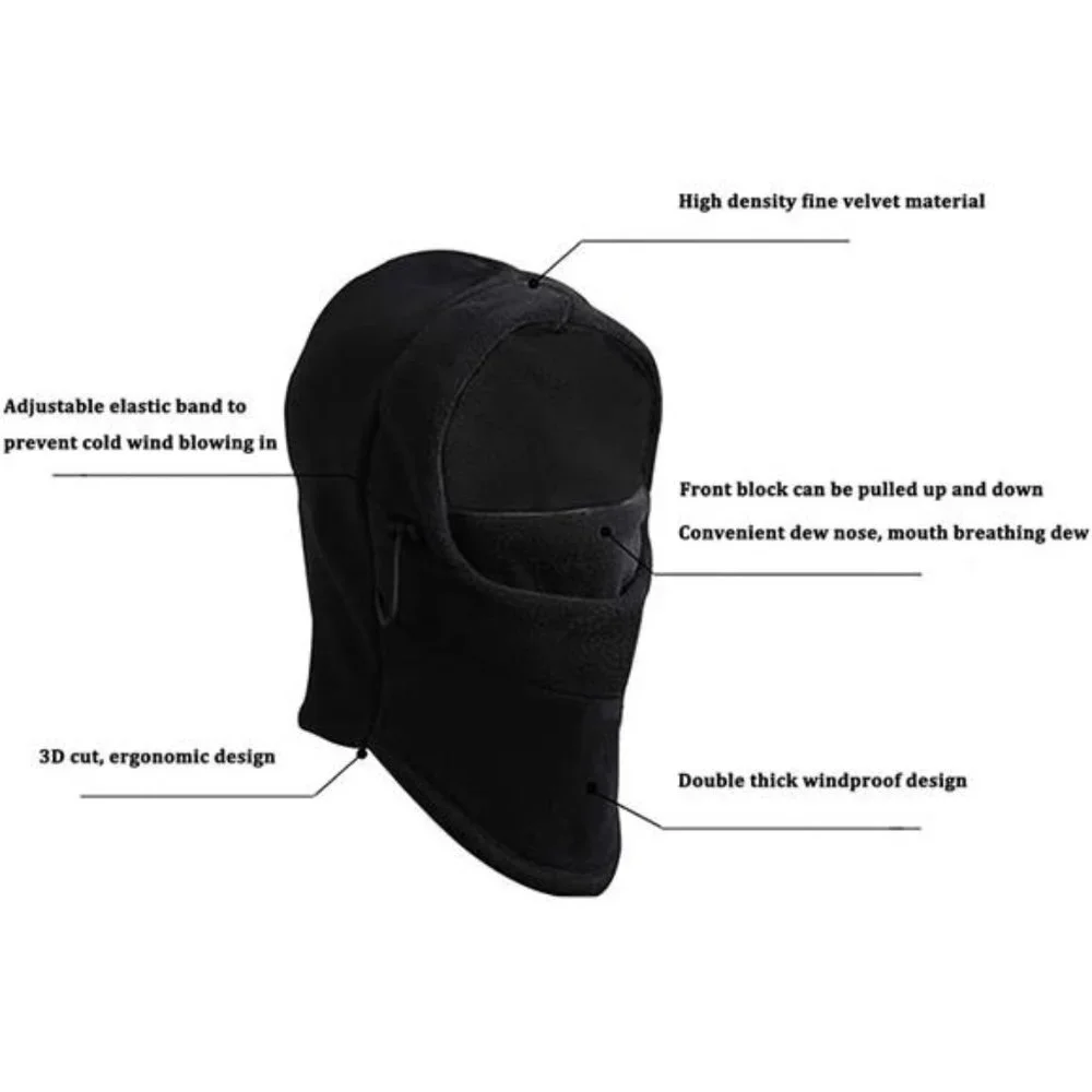 2 Pcs Men's Ski Mask Windproof Warmer Fleece Adjustable Winter Mask